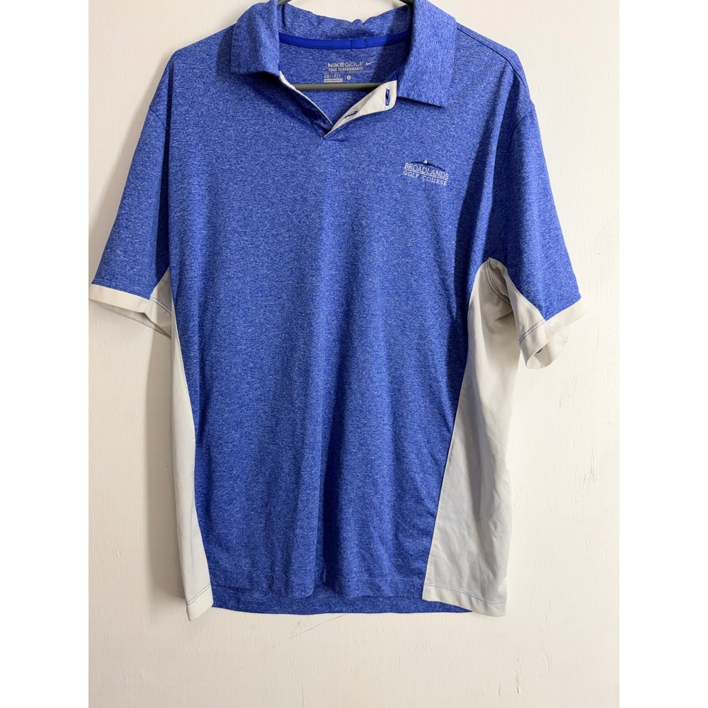 Nike Golf Tour Performance Dri-FIT Polo Shirt Blue Broadlands Golf Course Mens L